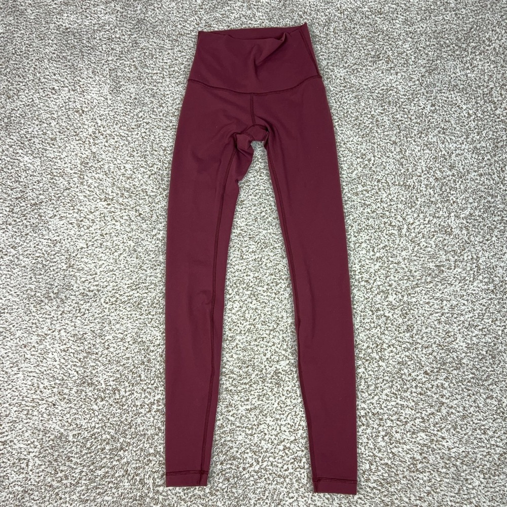 Lululemon Pants Womens 4 Red High Rise Ankle Leggings Yoga Gym Workout Sport